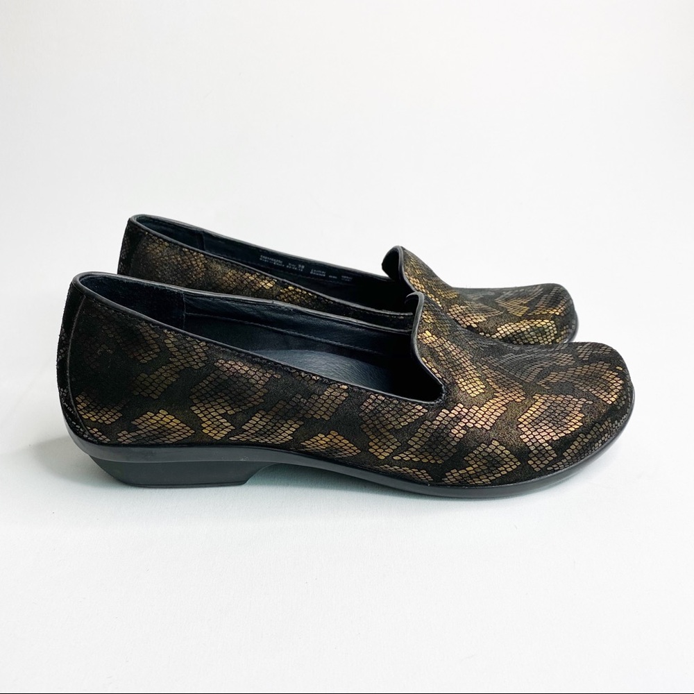 Dansko Olivia Snake Print Slip On Shoe Gold Black Size 8.5-9 - Picture 2 of 11